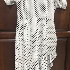 PrettyLittleThing White and Black Polka Dot Dress S-8